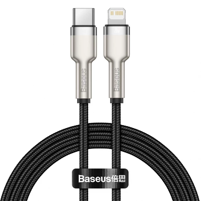 Кабель Baseus Cafule Series Metal Data Cable Type-C to iP PD 20W 2m, Чёрный (CATLJK-B01)