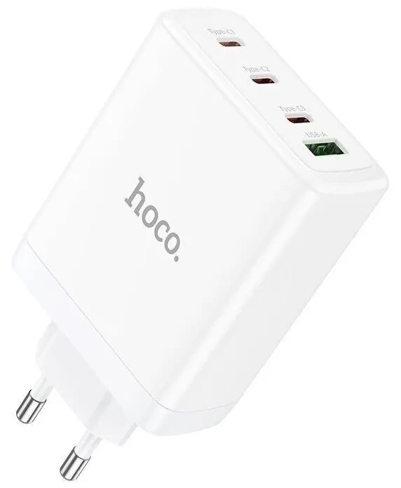 Сетевое зарядное устройство Hoco N31 USB + 3 Type-C, GAN PD 100W, QC 3.0, Белое