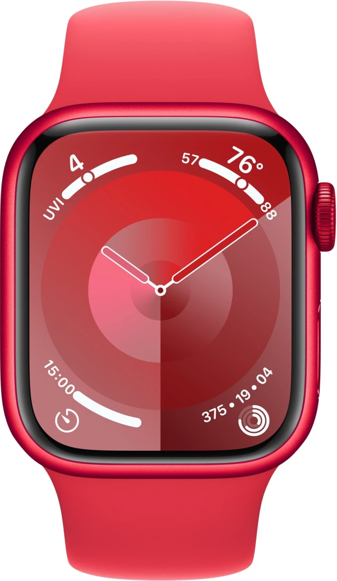 Apple Watch Series 9, 41 мм, алюминий цвета "(PRODUCT)RED", спортивный ремешок "(PRODUCT)RED", размер M/L (MRXH3)