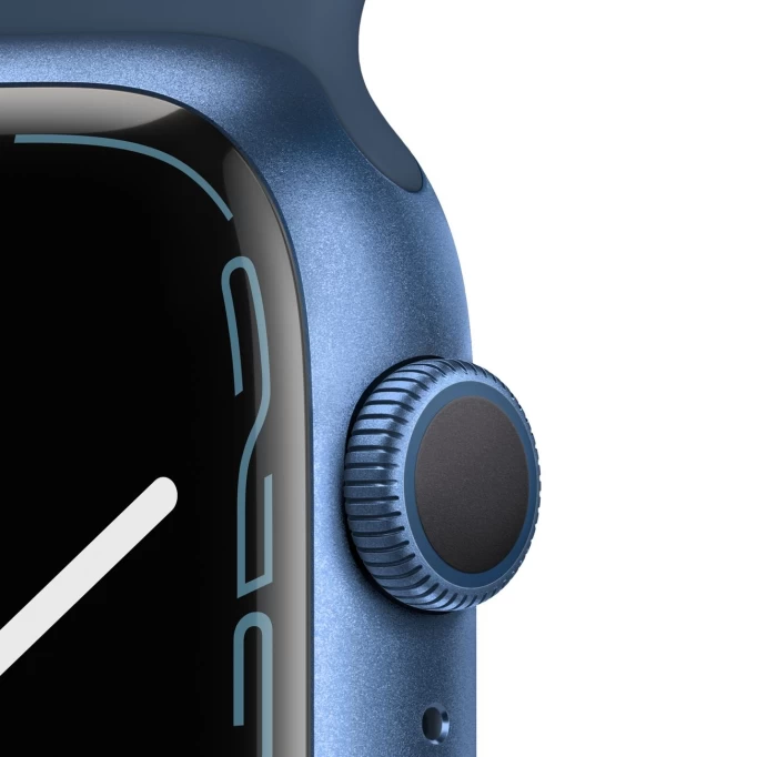 Apple Watch Series 7, 45 мм, алюминий синего цвета, спортивный ремешок "синий омут" (MKN83)