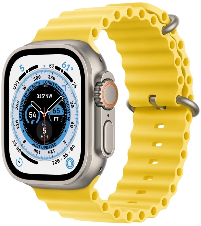 Apple Watch Ultra GPS+Cellular 49mm, ремешок "Yellow Ocean band", 130–200mm (MNHG3)