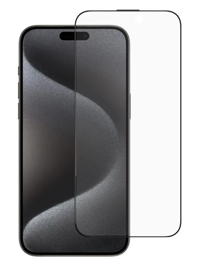 Защитное стекло матовое 2.5D для iPhone 15 Pro, Чёрное
