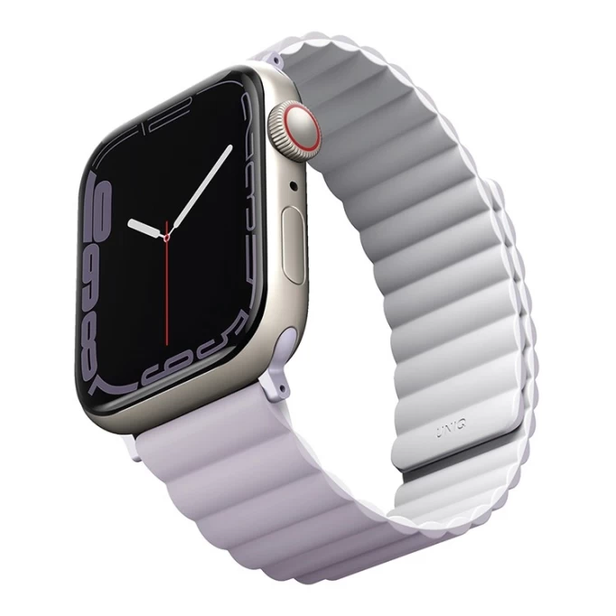 Ремешок Uniq Revix Reversible Magnetic Silicone Strap для Apple Watch 44/45/49мм, Лиловый/Белый (45MM-REVLILWHT)