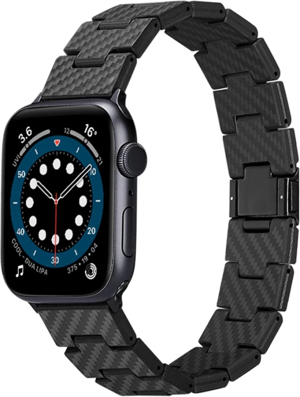 Браслет карбоновый Pitaka Retro для Apple Watch 44/45/49мм, Чёрный (AWB1004)