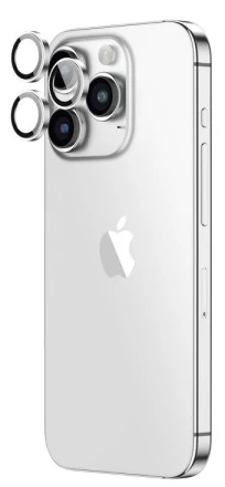 Защитное стекло на камеру Wiwu Dual Color Lens Guard для iPhone 15 Pro/15 Pro Max, White Titanium