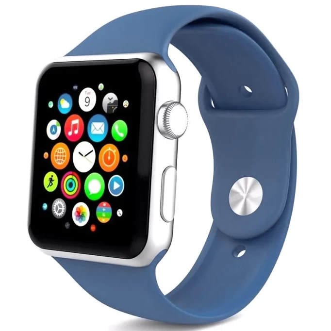 Ремешок силиконовый для Apple Watch 38мм, Сине-серый