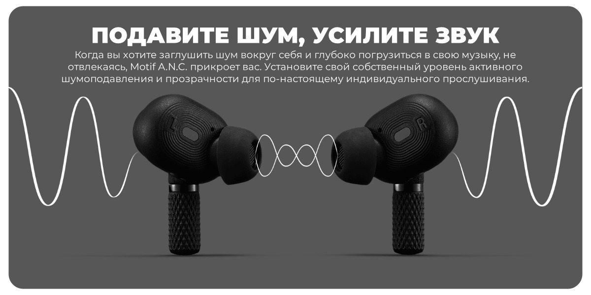 Купить черные беспроводные наушники с микрофоном Marshall Motif A.N.C ...